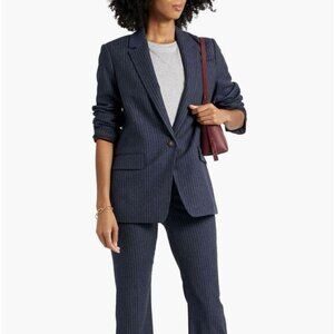 VINCE Wool Blend Pinstriped woven blazer Size 4 in Navy